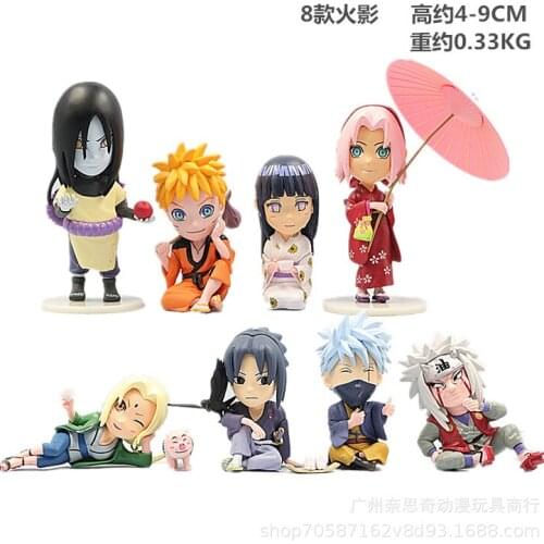 9CM 8pcs/set New Anime Naruto Shippuuden Naruto Kakashi Sasuke Action Humanoid Toy Model Gashapon Doll Decoration Children Gift