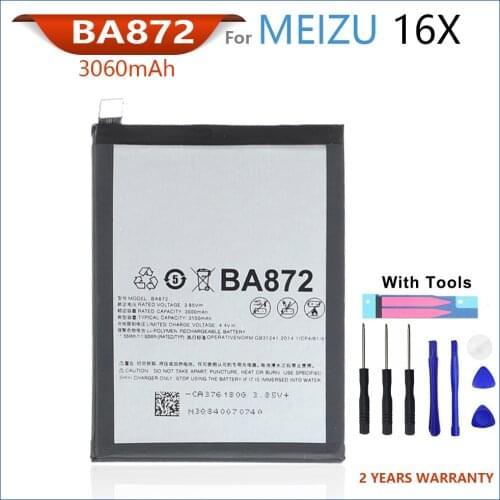 100% Original 3100mAh BA872 Battery For Meizu 16X M1872 M872H M872Q Phone High quality Batteries With Tools+Tracking Number