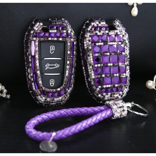 Diamond Car Key Cover Case Holder For Peugeot 208 DS3 For Citroen Picasso Cactus C4 C5 C6 X7 C4l DS3 DS4 DS5 DS6 Accessories