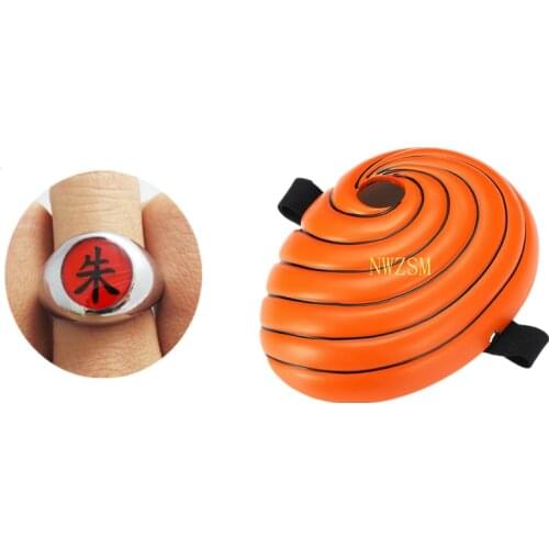 Anime Akatsuki Uchiha Mask Tobi Obito Akatsuki Ninja Madara Cosplay Costumes Resin Masks Ring necklace set Halloween