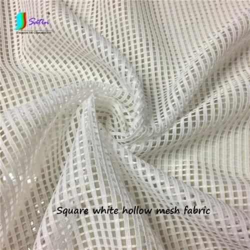 White Breathable Hole Hollow Square Mesh Cloth Uniforms Sportswear Dress Skirt Clothing Shoe Bags Blouses Fabrics S0024F
