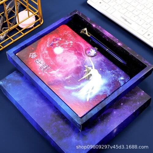 Very beautiful notebook A5 imitation leather 12 constellation notebook with pen magnetic buckle hand ledger gift box set