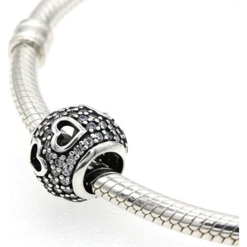 925 Sterling Silver Zircon Flower Charm Fit Original Pandora Bracelet Beads for Women Silver 925 Jewelry Valentines Day Gift