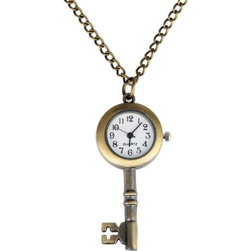 Lovely Cute Car T-shirt Key Lock Sewing machine Shape Quartz Pocket Watch Retro Bronze Necklace Watch Gifts for Boys Girls Kids