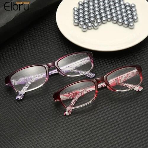 Elbru Fashion Wpmen Reading Glasses Floral Printed Presbyopia Spectacles Ultralight HD Hyperopia Eyeglasses Diopters +1.0 +4.0