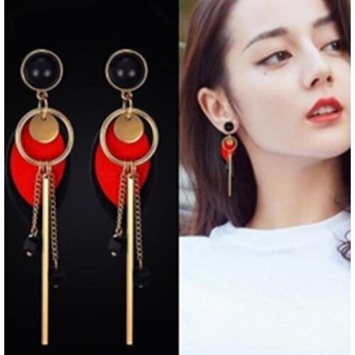 European And American Atmospheric Fashion Wooden Earrings Big Circle Ring Pendant Long Earrings High-end Jewelry