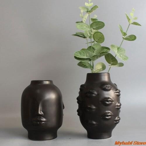 Creative Ceramic Vase Lips/Human Face Vase Flower Pot for Home Garden Decorative Ornament Floral Flower Arrangement Arts Crafts