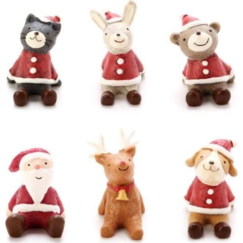 Creative Christmas gifts Home Decorations Resin toy Miniature Figurine cute animal figure table top car home Ornament