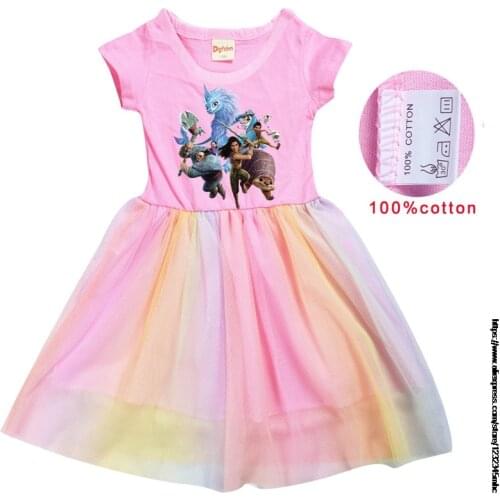 Raya and The Last Dragon Summer Girls Dress Kids Tutu Dress Girls Party Vestidos Rainbow Cartoon Children Dress 3-8Y