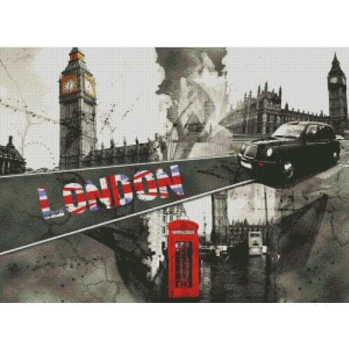 London in Memories,Big Cross Stitch kits for Advanced Experienced,330x235 stitch, 59x42cm,Cotton big landscape Cross Stitch Kits