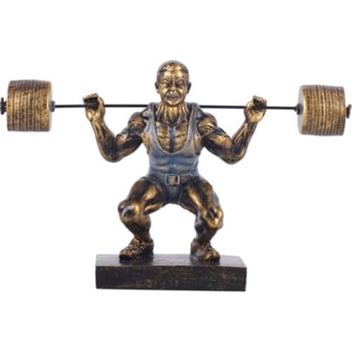 FANCY COOL CREATIVE CRAFTS RETRO WEIGHTLIFTER RESIN STATUE OFFICE LIVING ROOM ENTRANCE HOME DECOR ORNAMENTS