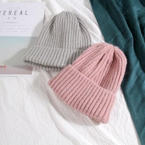 2020 New Knitted Warm Chic Winter Hats For Women Beanies Pink Gray Hat Female Outdoor Black Soft Gorros Cap