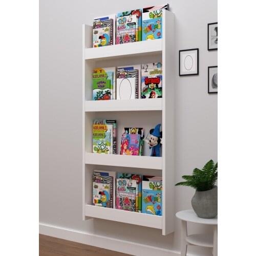 White Bookcase Educational Child Library 4 Shelf Large Size 120*60cm, 3 minutes Easy Assembly, book shelf, book corner, cabinets