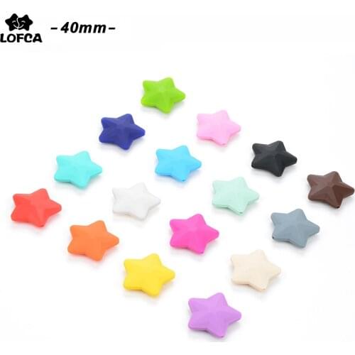 Wholesale New Fashion Jewelry Top Quality Star (45mm) Loose Beads For Food Grade Silicone Teething Necklace Silicone Loose Beads