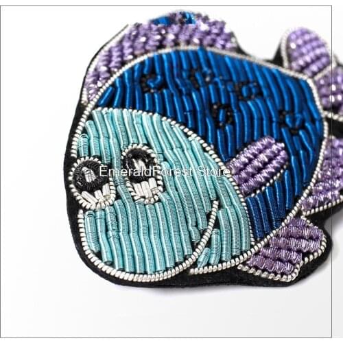 Original design Indian silk hand embroidered badge, creative cartoon cute clownfish, brooch accessories small gifts