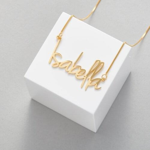 Personalized Box Chain Name Necklace Multiple Fonts Optional Fashion Custom Nameplate Necklace Stainless Steel Jewelry