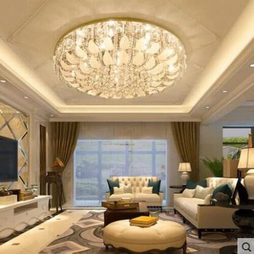 Modern minimalist round crystal ceiling lamp atmosphere led bedroom lamps personality discoloration restaurant study lighting