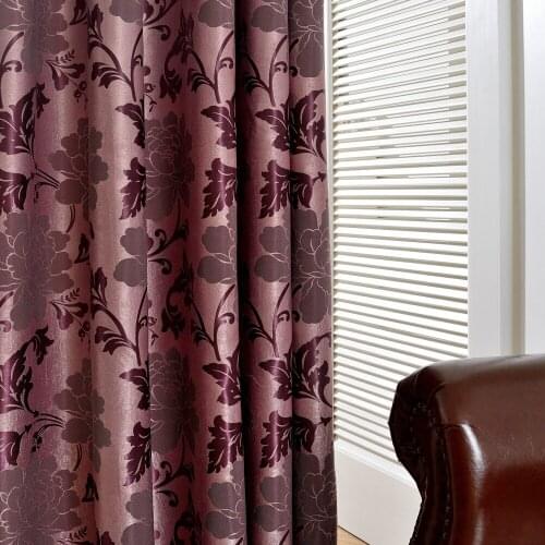 Simple Chinese Heavy Color Peony Cationic Jacquard Shade Curtains for Living Dining Room Bedroom Curtains Custom