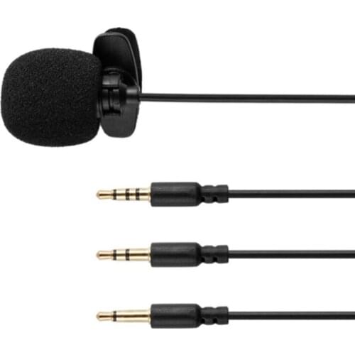 1.5m 3.5mm Mini Microphone Clip Tie Collar Lavalier Wired Mic for PC Camera Laptop Mobile Phone Speaking in Lecture Microphones