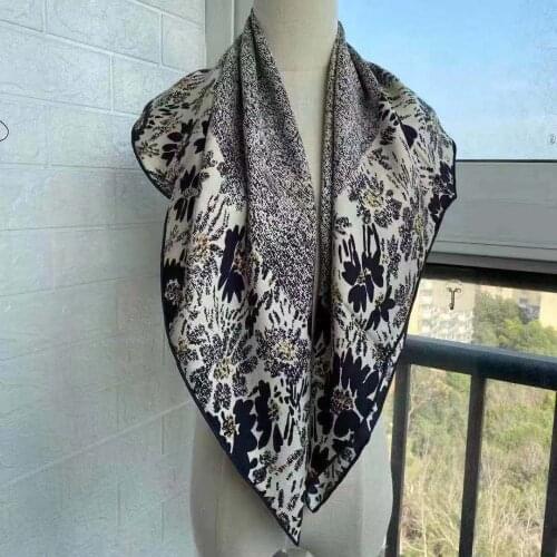 2021 new arrival spring summer classic 100% pure silk scarf twill hand made roll 90*90 cm shawl wrap for women lady gift