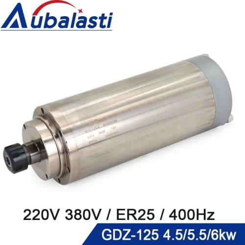 Water Cooling Spindle GDZ-125 4.5KW 5.5KW 6KW ER25 380v 8A 220v 12A 24000rpm CNC Router Spindle Motor for CNC Router Machines