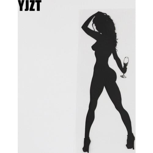 YJZT 6.7CMX18.2CM Art Sexy Women Lingerie Pinup Decal Vinyl Car Sticker Black/Silver 8A-0519