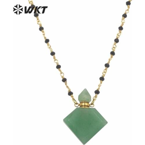 WT-N1229 New Arrivals Women Jewelry Necklace Colorful Natural Stone Rosary Chain Necklace Perfume Bottle Necklace 18 inch