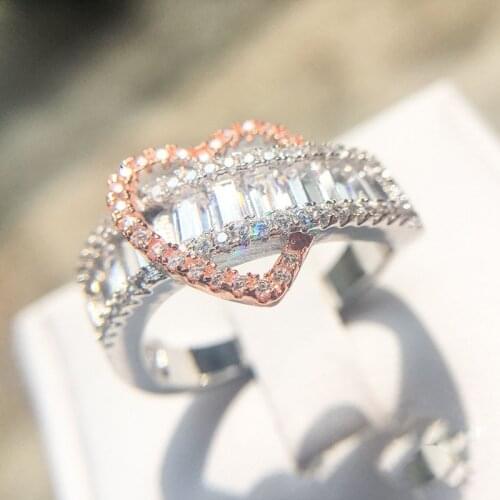 Fashion Silver Color Infinity Love Heart Pave AAA CZ Finger Rings for Women Wedding Engagement Jewelry Rings Gift