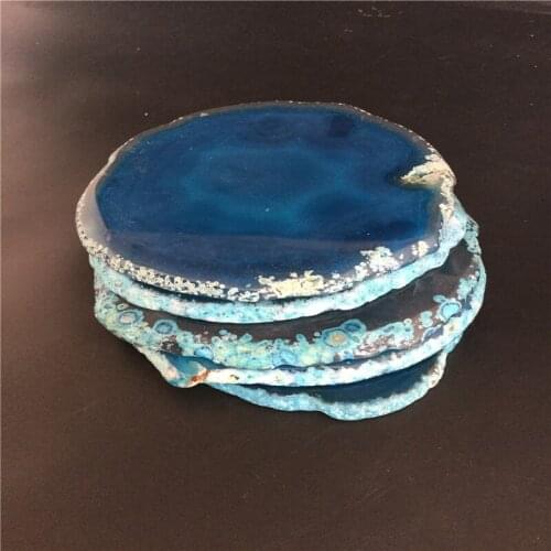 1PCS Natural and beautiful blue agate slices can be used as decoration or as coasters