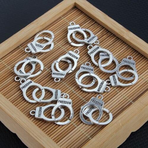 10Pcs Handcuffs Freedom Charms Bracelet Earrings Necklace Pendant Vintage Tibetan Silver DIY Handmade Jewelry Making