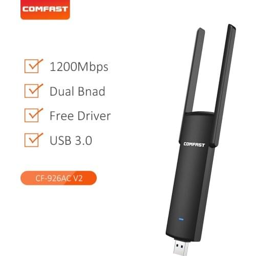 10PCS COMFAST WIFI Adapter 2*3dBi antenna 1200Mpbs Free Driver Dual Band wireless lan card usb wifi receiver network card