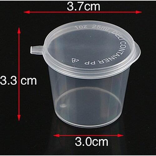 100PC Clear Disposable Plastic Tea Cup With Lids Takeaway Sauce Containers Coffee Cups Flavour Food Box Kitchen Storage Supplies
