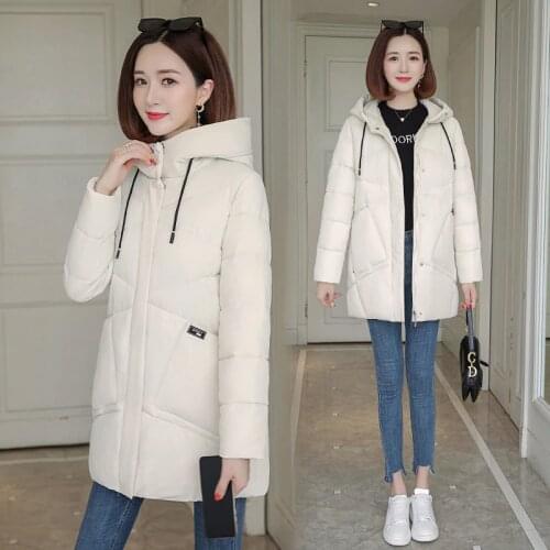 2020 Women Winter Hooded Warm Coat Cotton Padded Jacket Big Pockets Female Mid Long Parka Womens Wadded Parkas Outerwear AH271