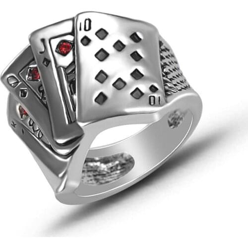 2021 Trendy Pink Creative Unique 3D Flush Poker Lucky Ring For Men Women Fashion Jewelry Birthday Gift