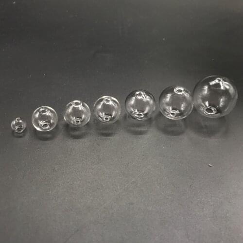 5pcs 6-30mm Mini Lightbulb Globe Glass bubble round ball with double hole Diy hollow glass orbs vial pendants jewelry findings
