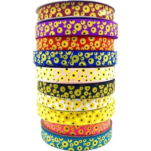 5yards 1" 25MM Grosgrain Ribbon Printed flowers for Christmas Wedding Decoration DIY Sewing Handmand Craft Accessories