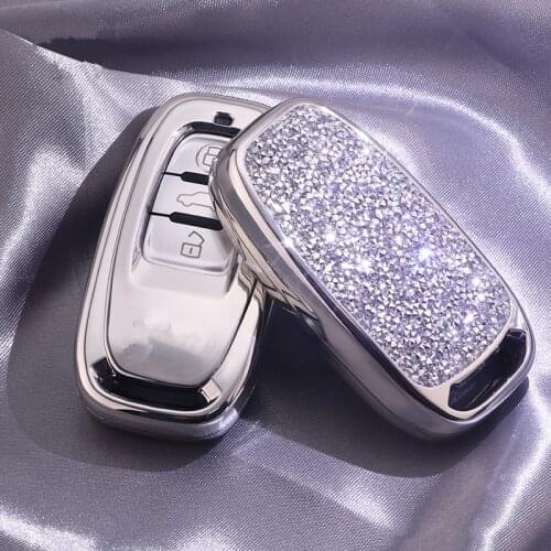 Diamond Car Key Cover Case Protection For Audi B6 B7 B8 Q5 A6L A4L A3 A4 Smart Key Ring Keyring for Girls Women Gifts Key Covers