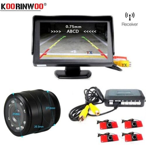 Koorinwoo Car Parking Sensor 10 Lights Motion LCD Monitor Parktronic Alert Volume Step-up Metal Car Rear view Camera Assist Kit