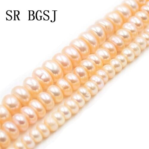 Free Shipping 5-6mm 7-8mm 9-10mm Pink Freshwater Pearl Jewelry Making Loose Rondelle Pearl Beads Strand 14"