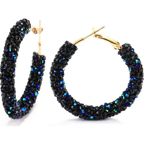 BLINLA Vintage Korean Geometric Round Big Earrings for Women 2020 Female Fashion Gold Cubic Zirconia Drop Dangle Earring Jewelry