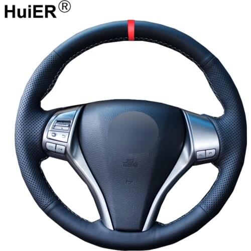 HuiER Hand Sewing Car Steering Wheel Cover For Nissan Teana 2013-2018 Altima 2013-2018 X-Trail 2014-2017 Qashqai 2014-2017 Rogue
