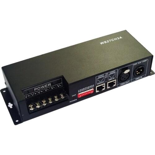 DC12V 24V 27CH dmx512 decoder 27 channel 9 group 1A each channel max 3A Max 81A DMX512 XRL RJ45 led controller WS27CH3A