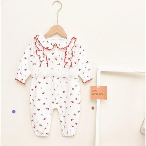 Baby clothes cotton long sleeve jumpsuit spring and autumn infants lace baby girl romper