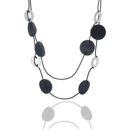 ELOYHI Women Necklace Simple Double layer Rope Round Statement Necklaces Pendants Vintage Jewelry Wax rope Long Necklace Women