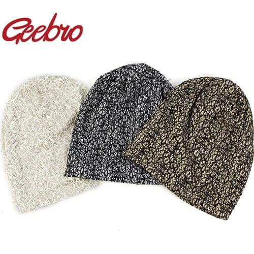 Geebro Women Men Beanie Gold Thread Snake Design Beanie Windproof Comfortable Cotton Outdoor Hat Unisex Cap