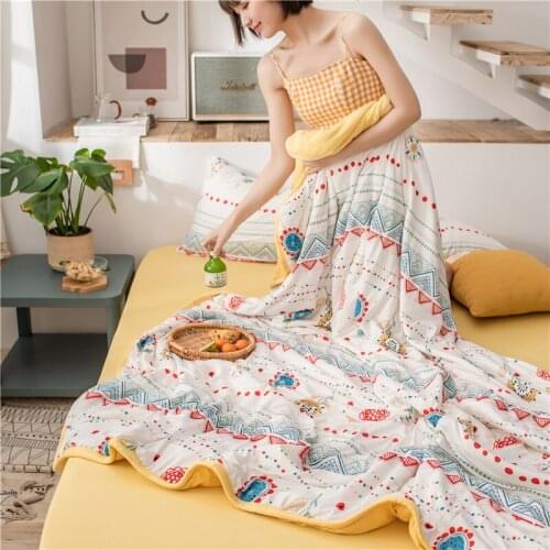 4pcs Set Children Bedspread Cartoon Style Summer Quilt For Beds Sheet Soft Cotton Towel Blankets Full Queen Quilt Sofa Bed Cover