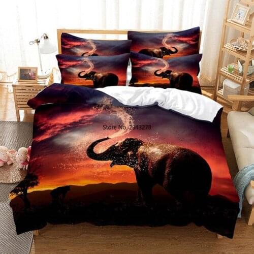 3D Printed Animal Wolf Bedding Set Elephant Print Duvet Covers Pillowcase Comforter King Queen Single Size Bedclothes Bed Linen