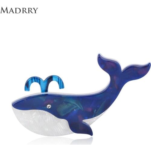 Madrry New Arrival Unique Texture Acrylic Brooch Blue Dolphin Shape Brooches For Women Children Scarf Coat Suit Pin Jewelry