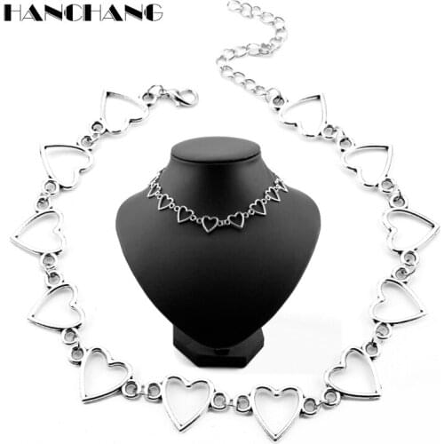Fashion Love Heart Chain Necklace Women Choker Necklaces for Female Jewelry Valentines Party Girl Gift