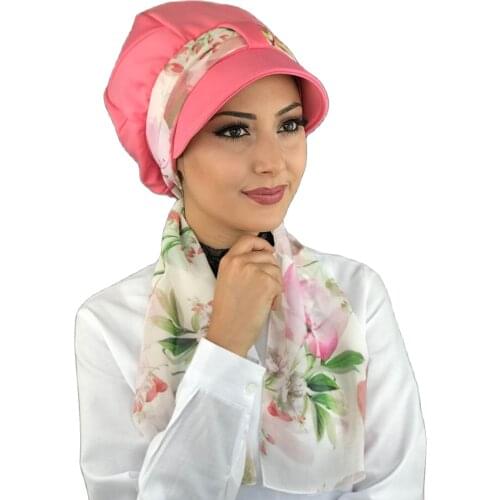 New Fashion 2021 Islamic 1headscarf Turban Womens Seasonal Scarf 1headscarf Bonnet One-piece Foulard Pink Scarf Hat Bone
